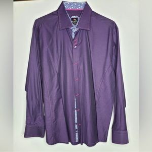 Di Nero Milano Purple Italian long sleeve textured button down dress shirt XL